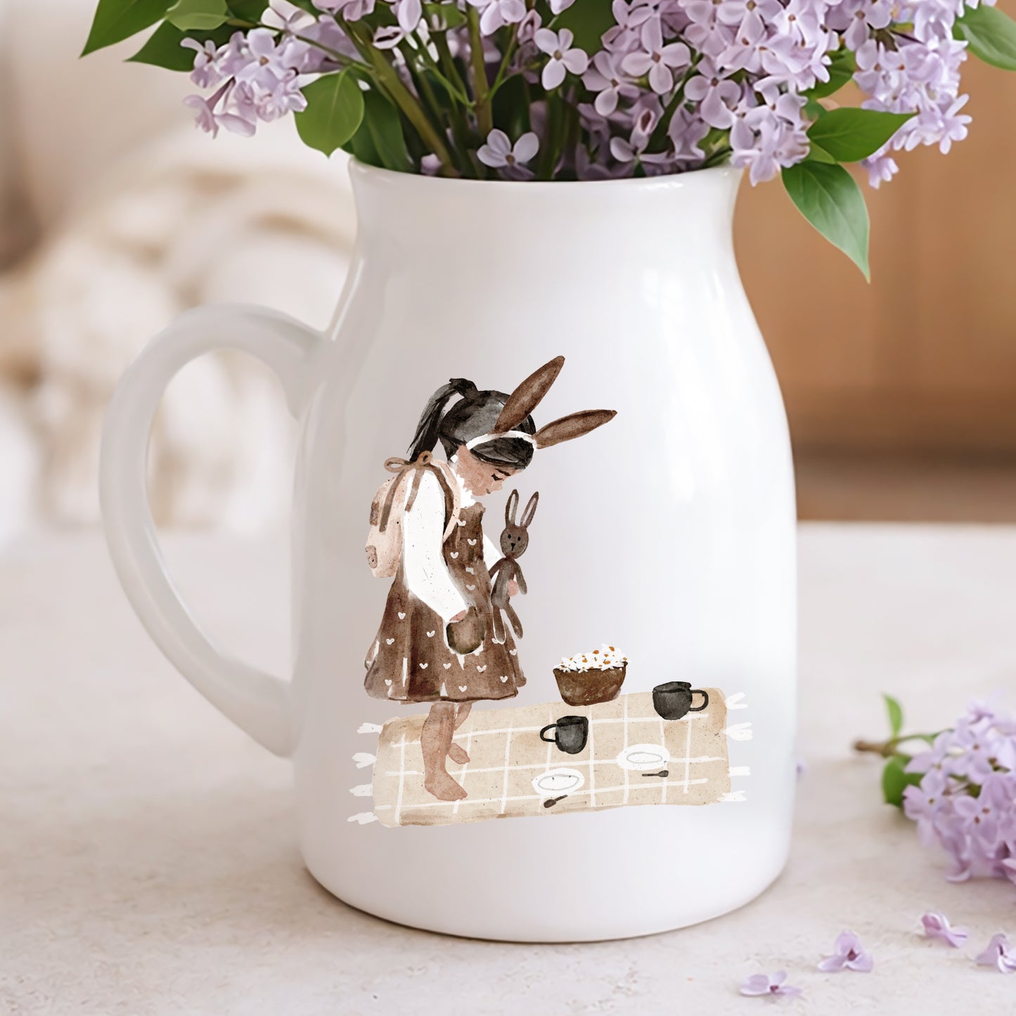 Aufkleber, Rub On Sticker Set Hasenmädchen | für Glas, Holz, Metall, Keramik, Porzellan, Stein