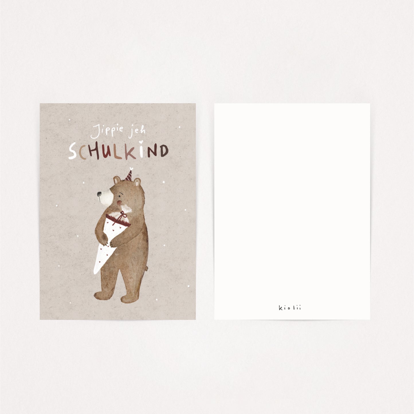 Postkarte Bär Schulkind