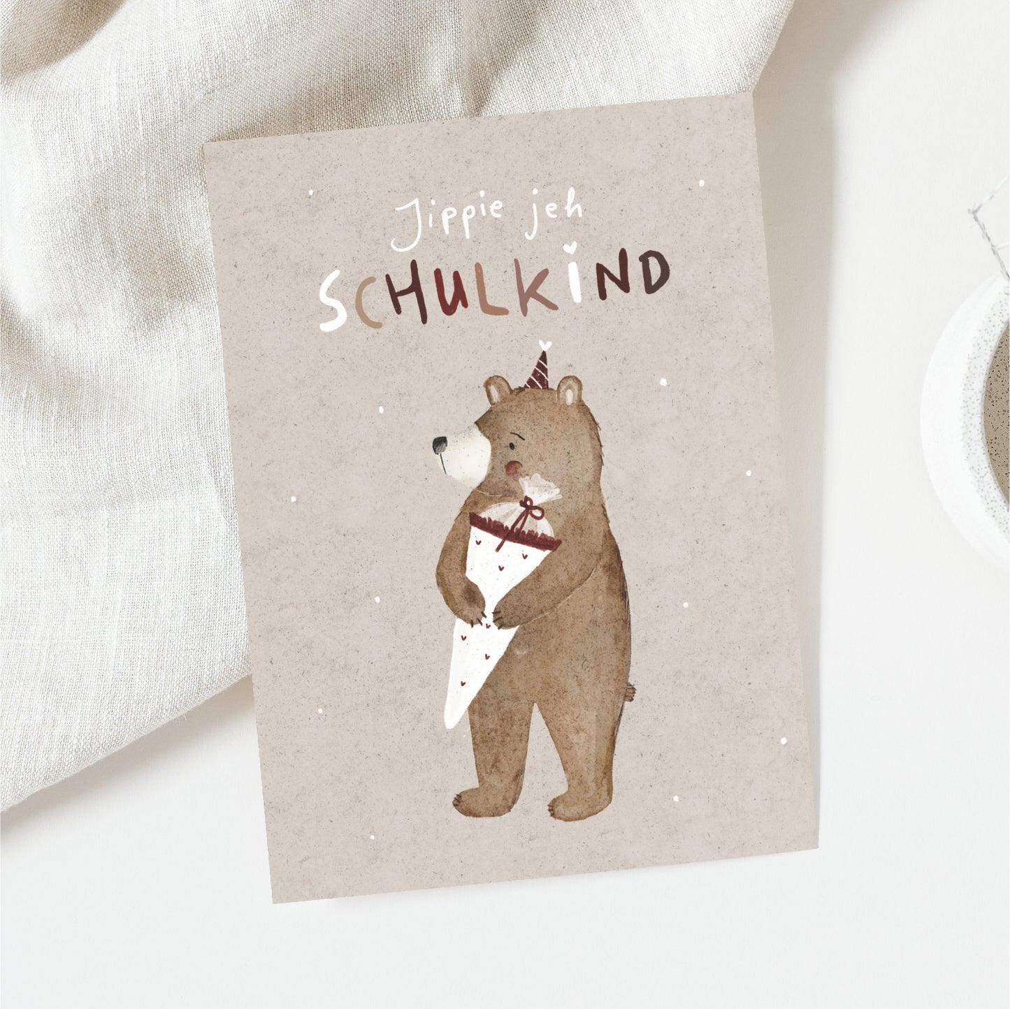 Postkarte Bär Schulkind