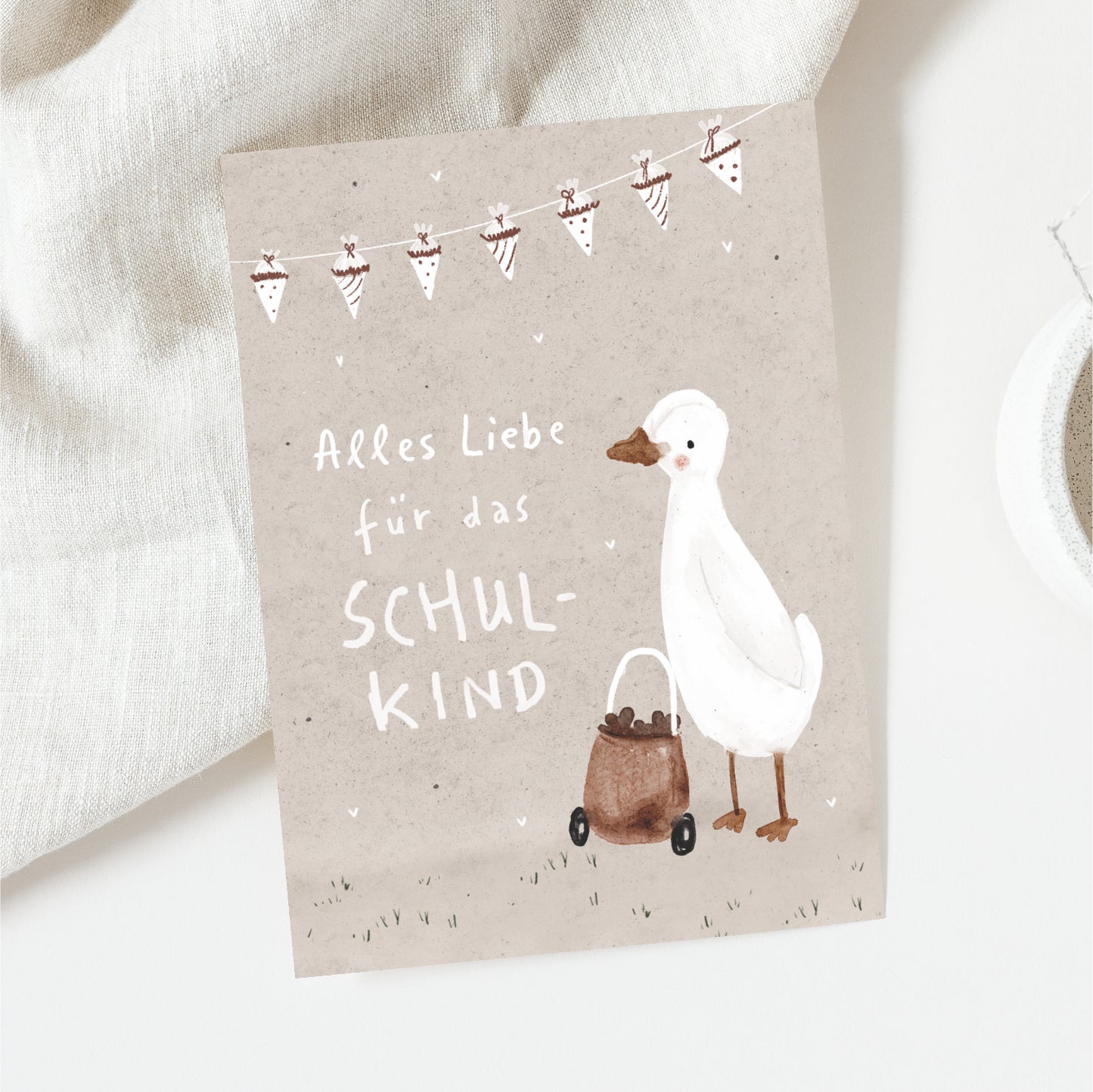 Postkarte Schulanfang Gans