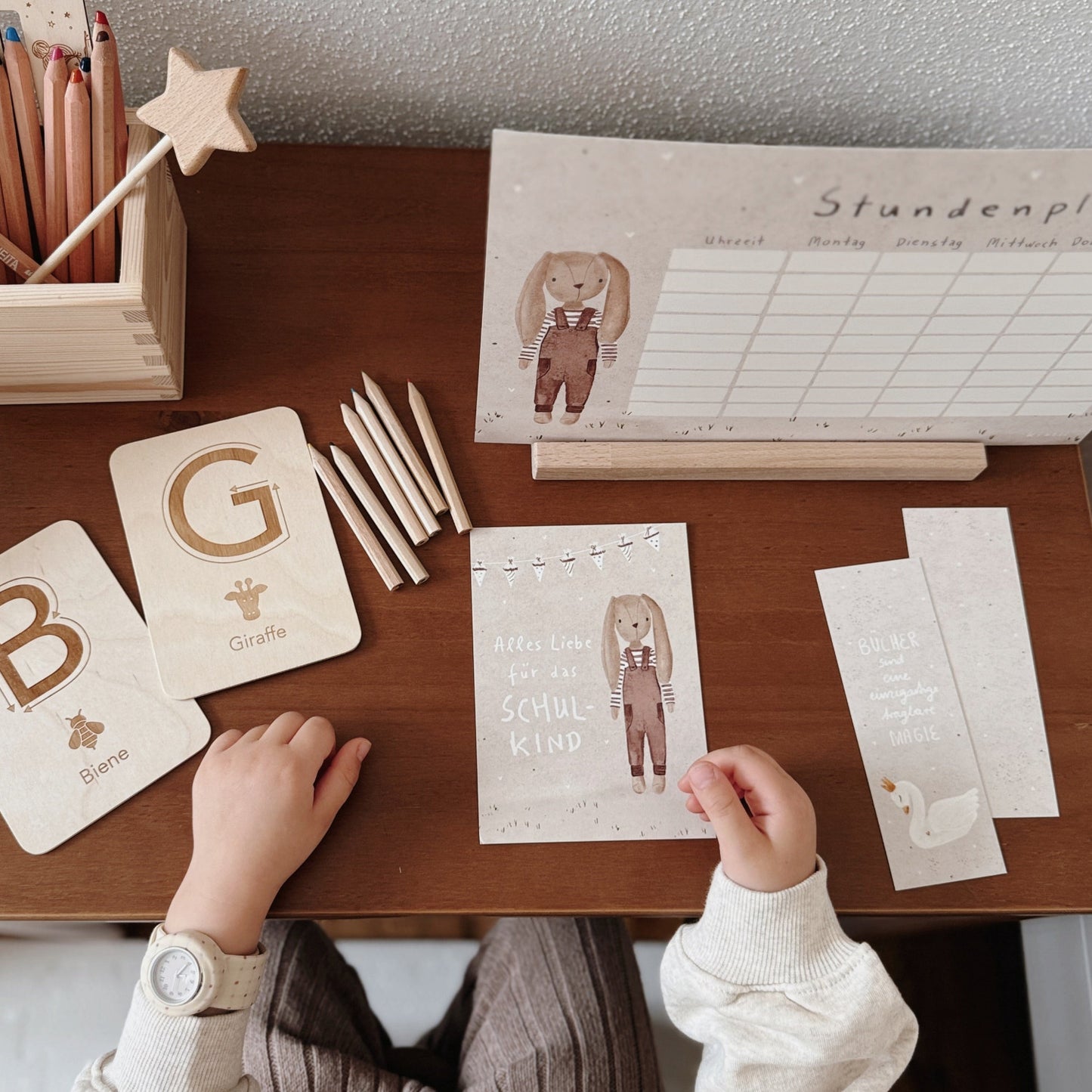 Postkarte Schulanfang Hase