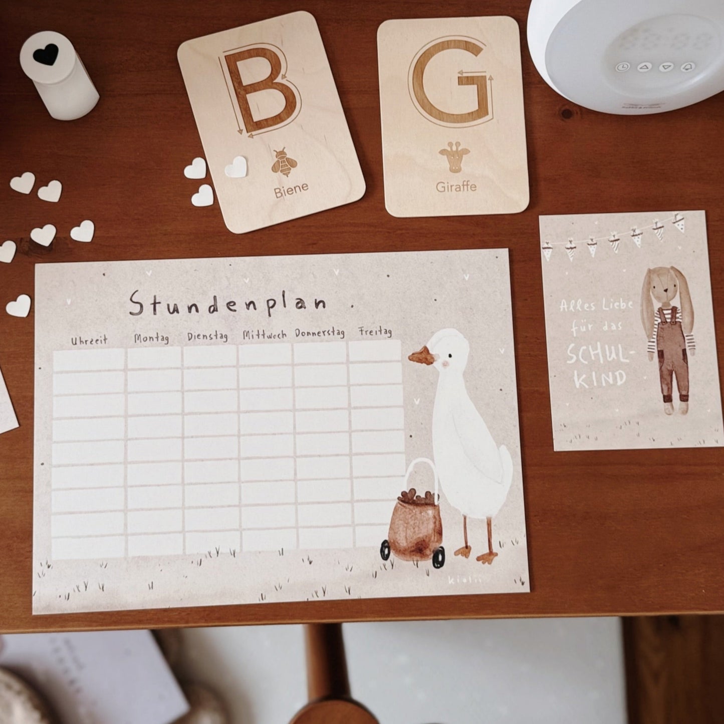 Postkarte Schulanfang Gans