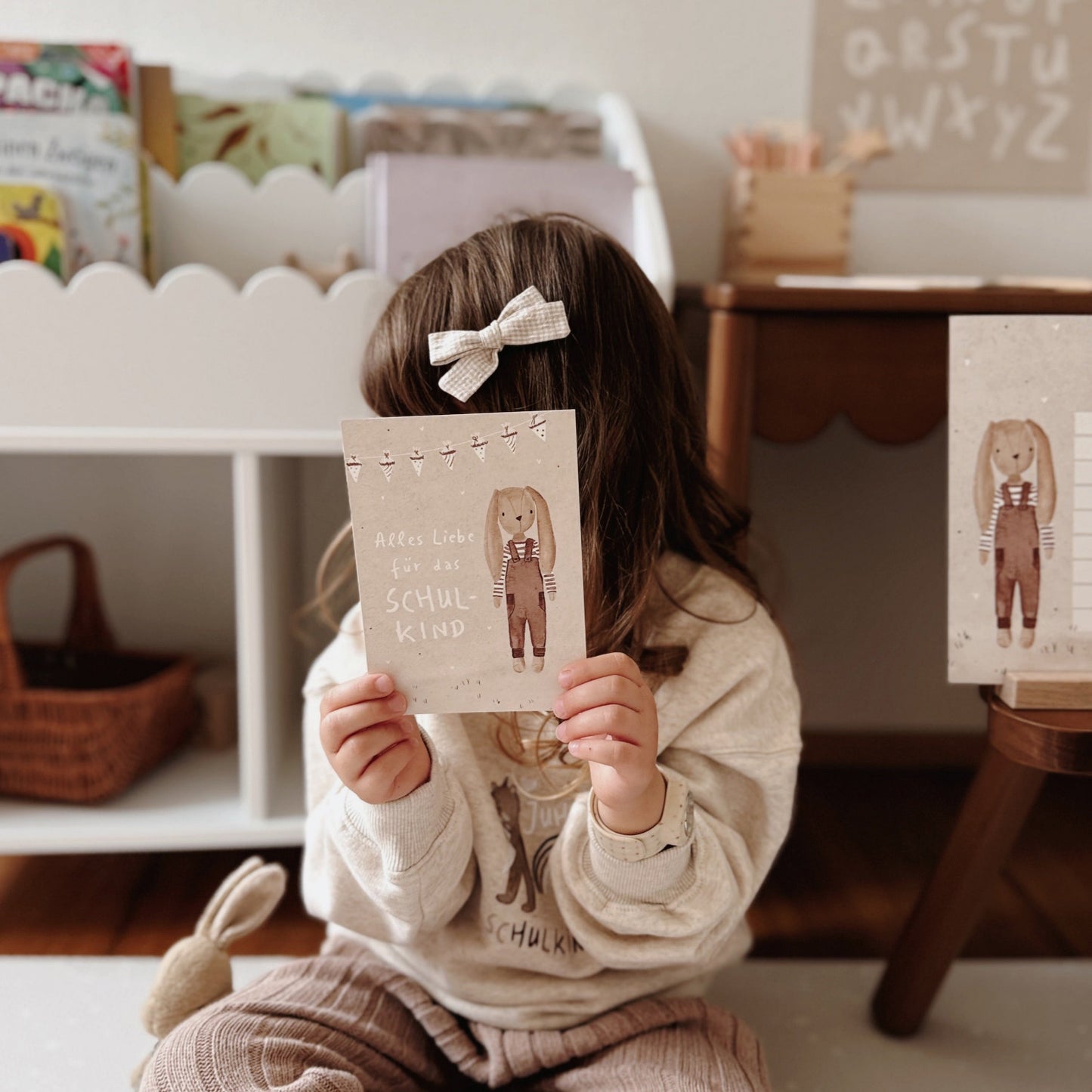 Postkarte Schulanfang Hase