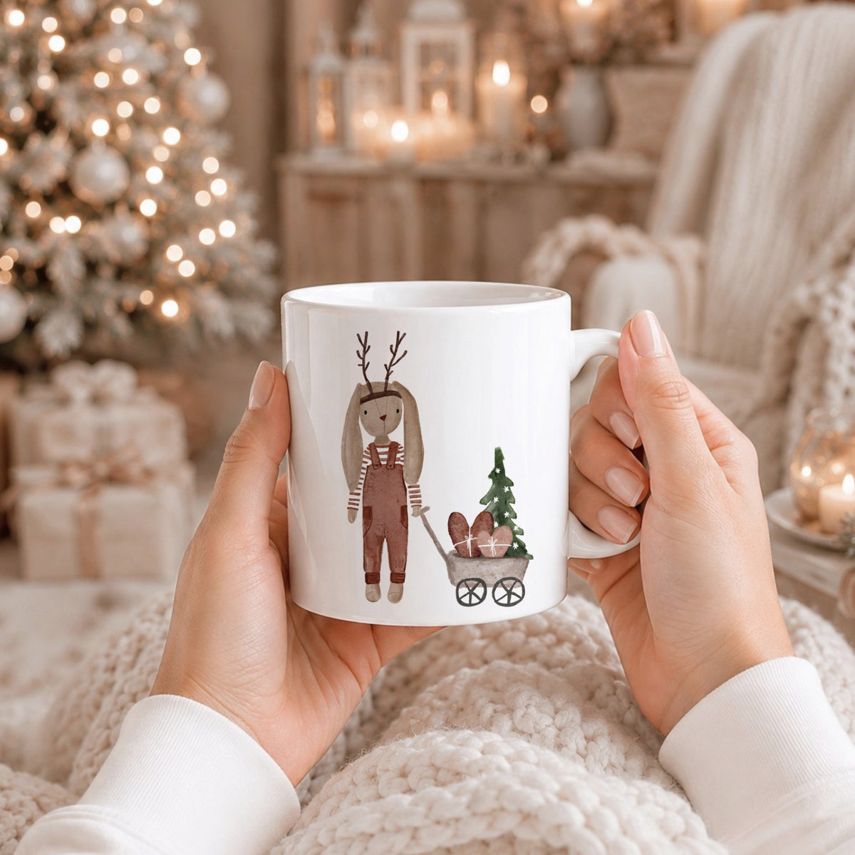 Aufkleber Weihnachten Hase | für Glas, Holz, Keramik