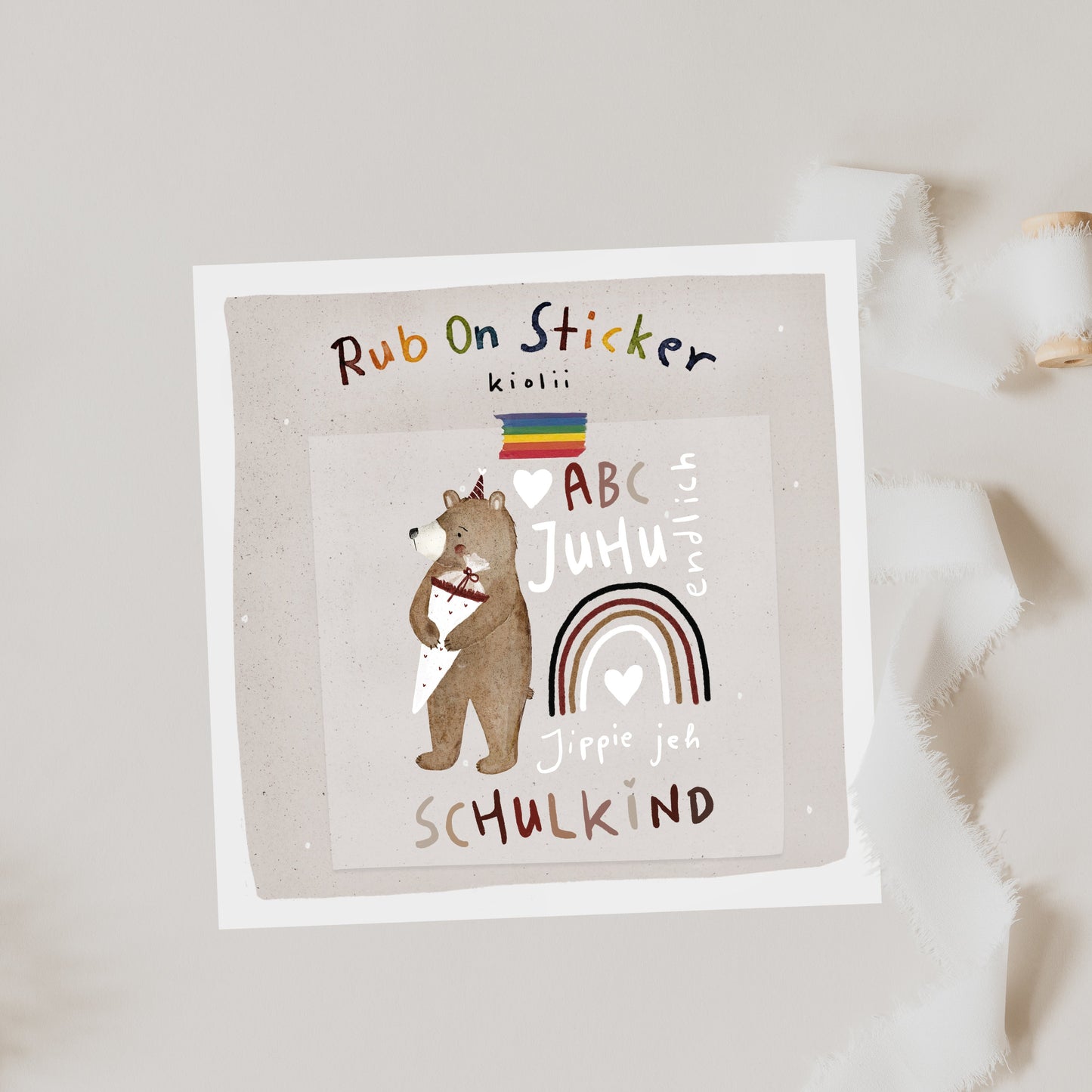 Aufkleber Set Schulanfang | Rub On Sticker für Glas, Holz, Keramik uvm.
