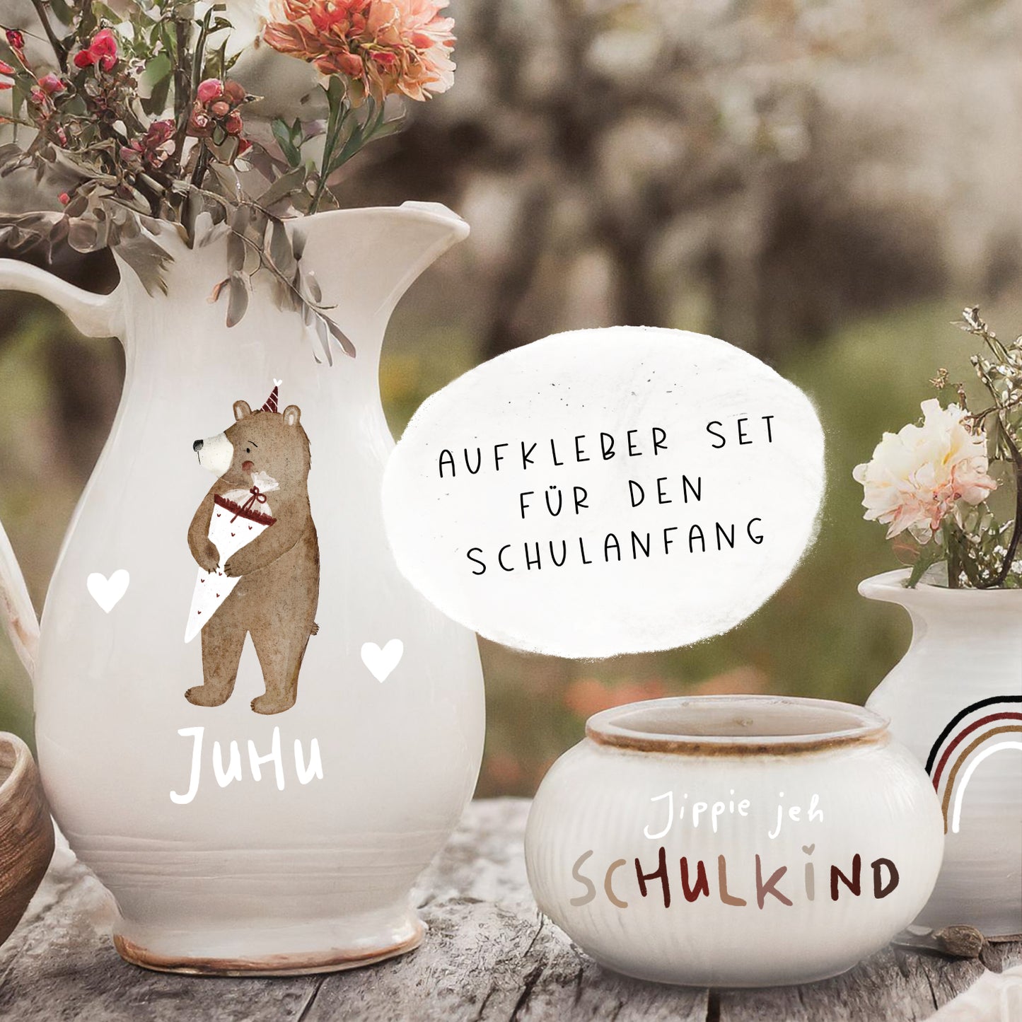 Aufkleber Set Schulanfang | Rub On Sticker für Glas, Holz, Keramik uvm.