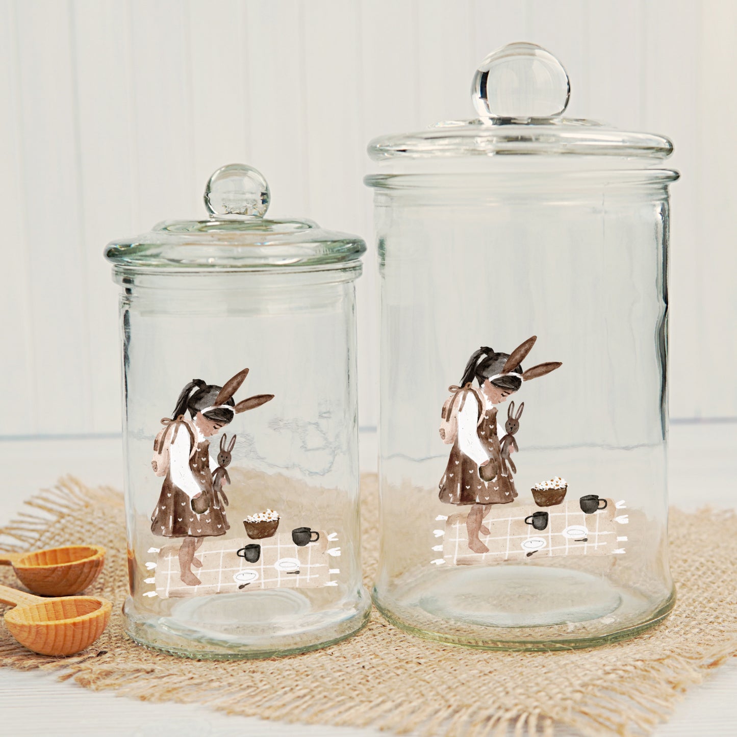 Aufkleber, Rub On Sticker Set Hasenmädchen | für Glas, Holz, Metall, Keramik, Porzellan, Stein