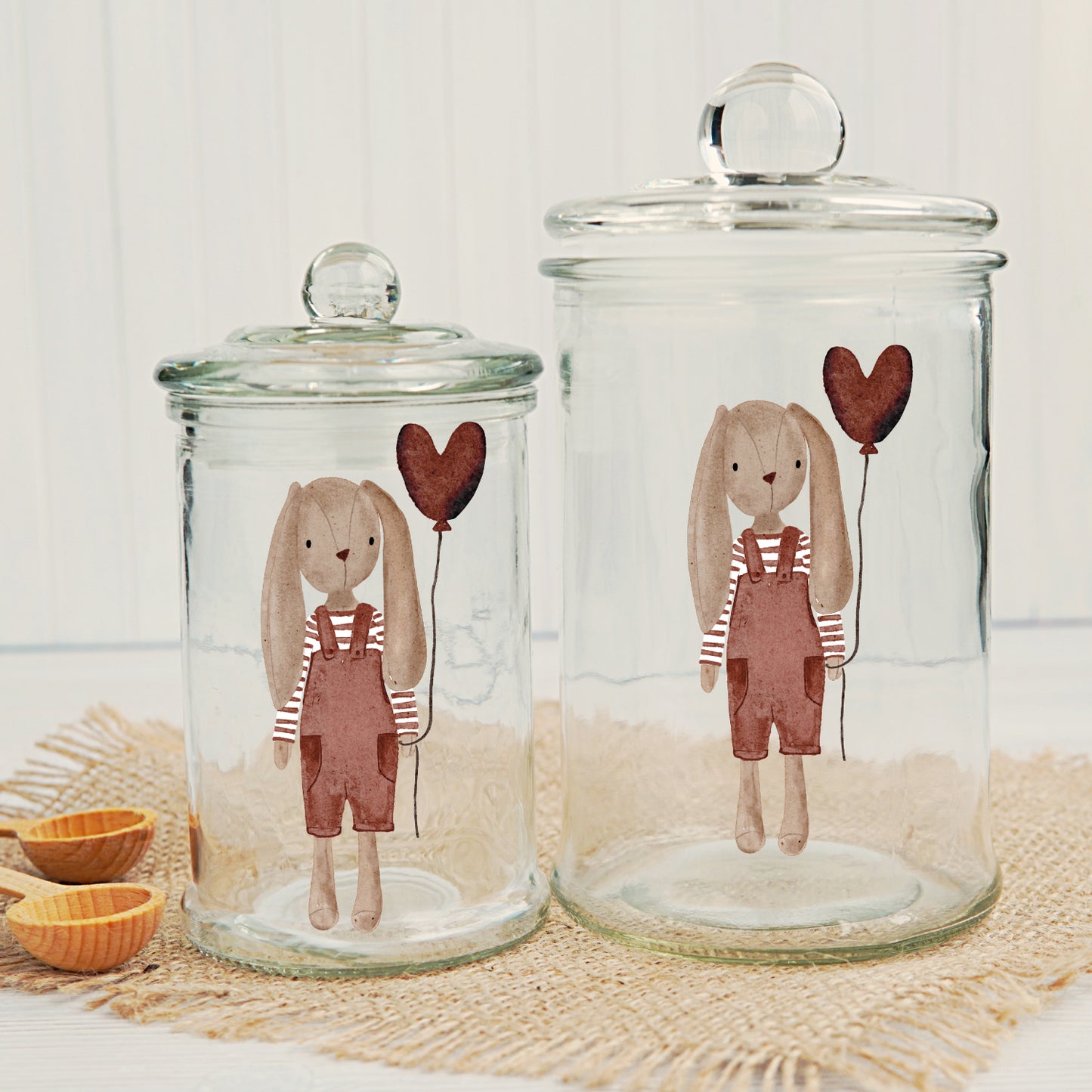 Aufkleber, Rub On Sticker Set Hase | für Glas, Holz, Metall, Keramik, Porzellan, Stein