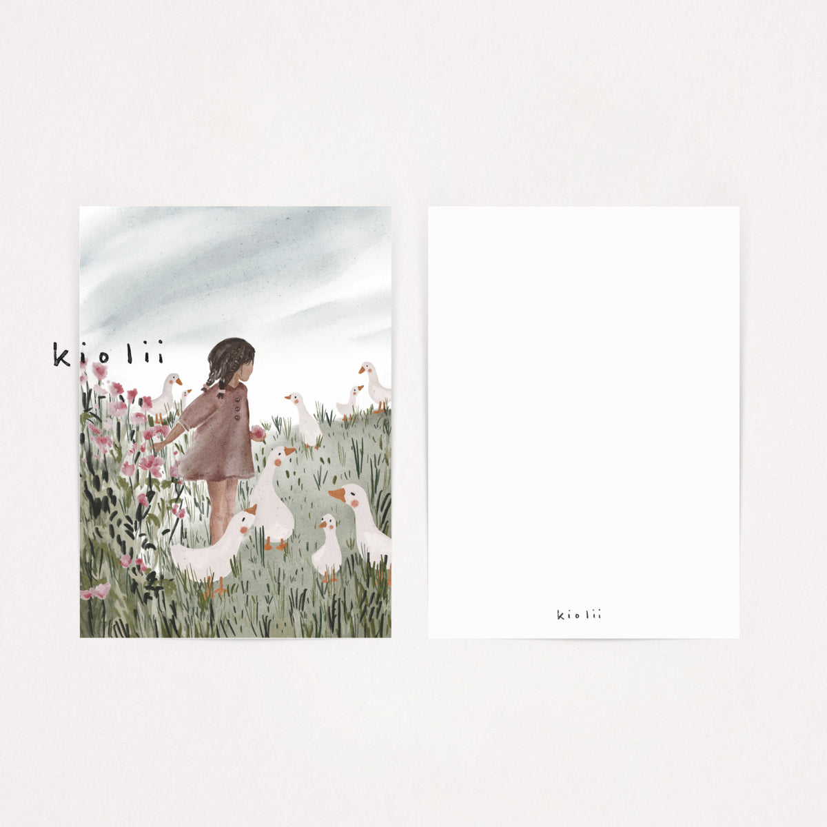 Postkarte Gänsemädchen Hiltrud