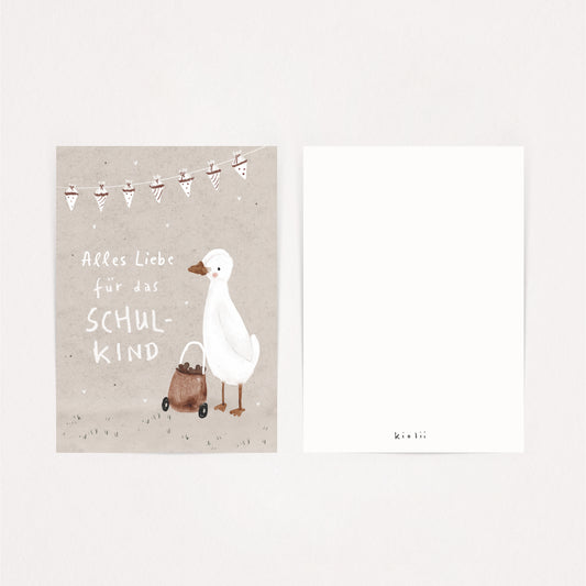 Postkarte Schulanfang Gans
