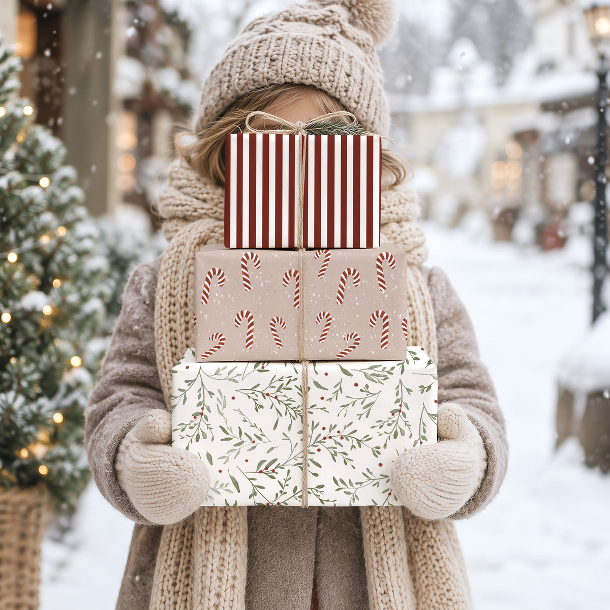 Geschenkpapier Zuckerstange | gefaltet