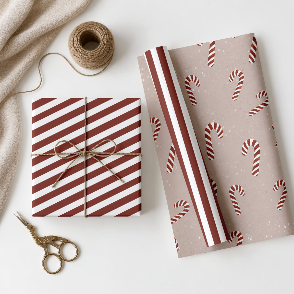 Geschenkpapier Zuckerstange | gefaltet