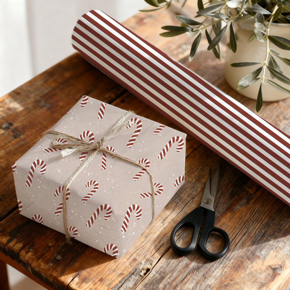 Geschenkpapier Zuckerstange | gefaltet