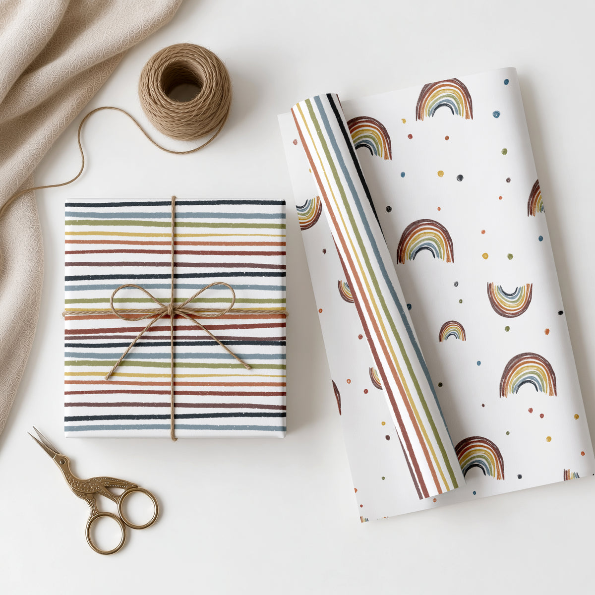 Geschenkpapier bunt Regenbogen | gefaltet