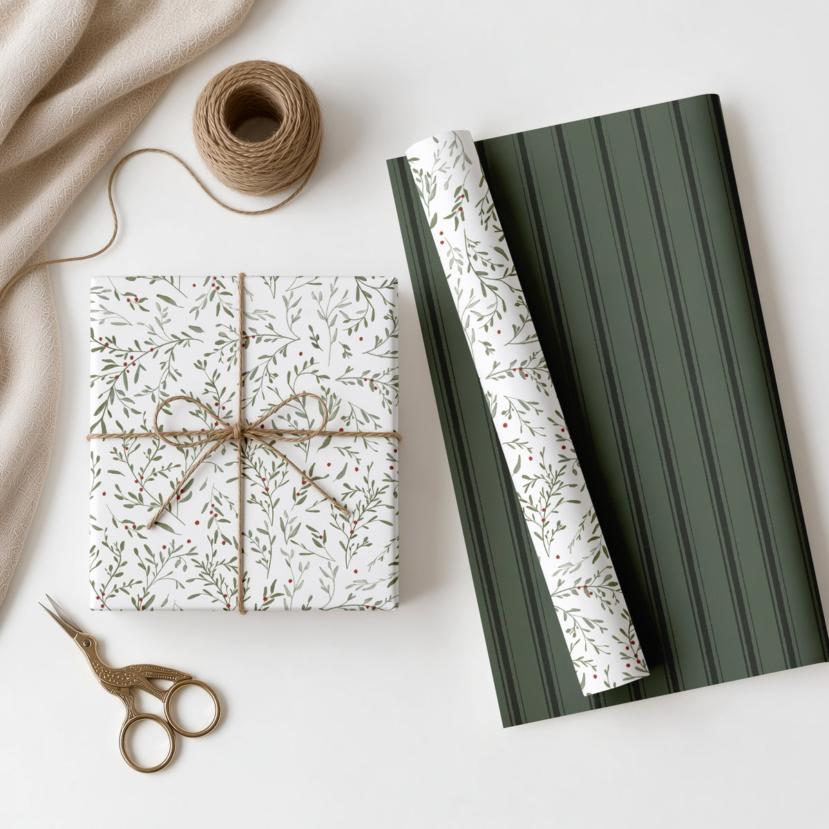 Geschenkpapier Mistelzweig | gefaltet