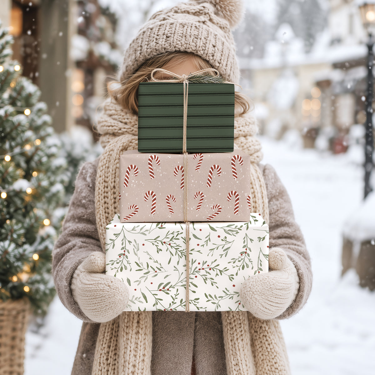 Geschenkpapier Mistelzweig | gefaltet