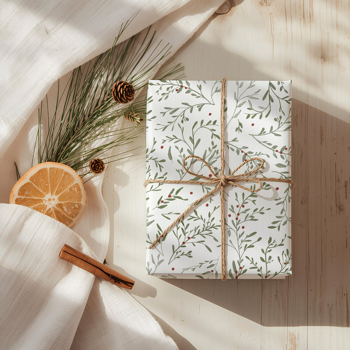 Geschenkpapier Mistelzweig | gefaltet