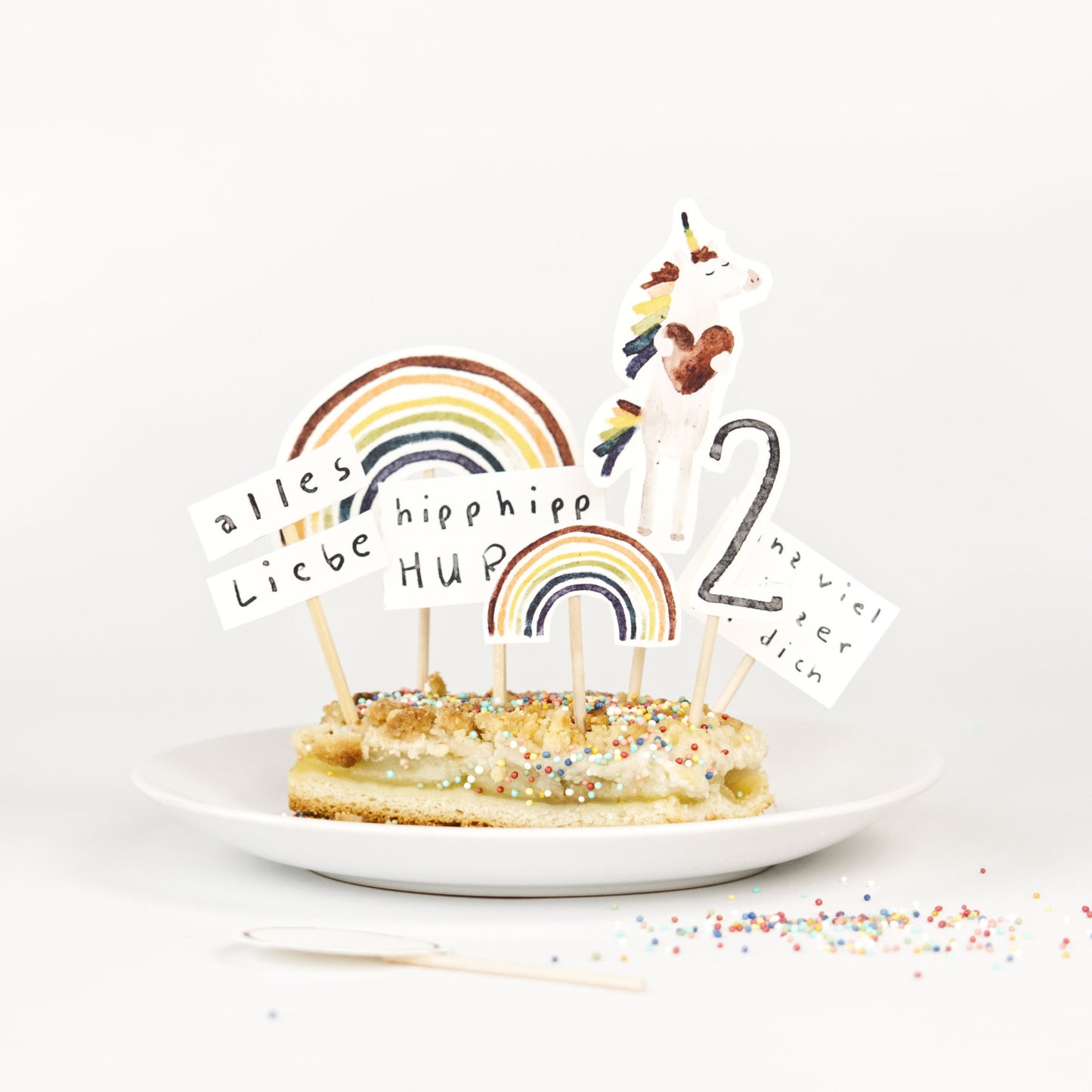 Caketopper & Geschenkpapier Regenbogen