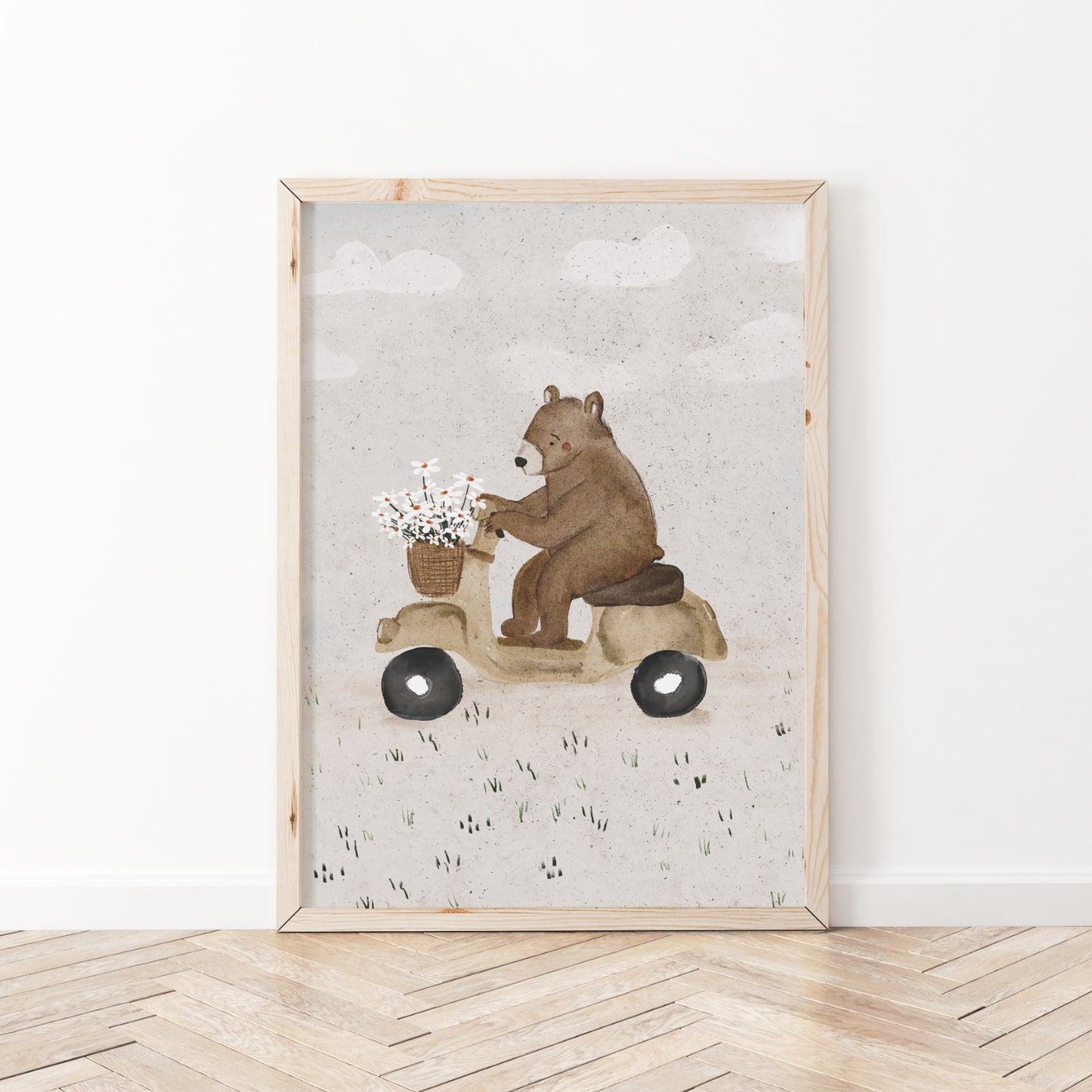 Poster Bär auf Roller Max