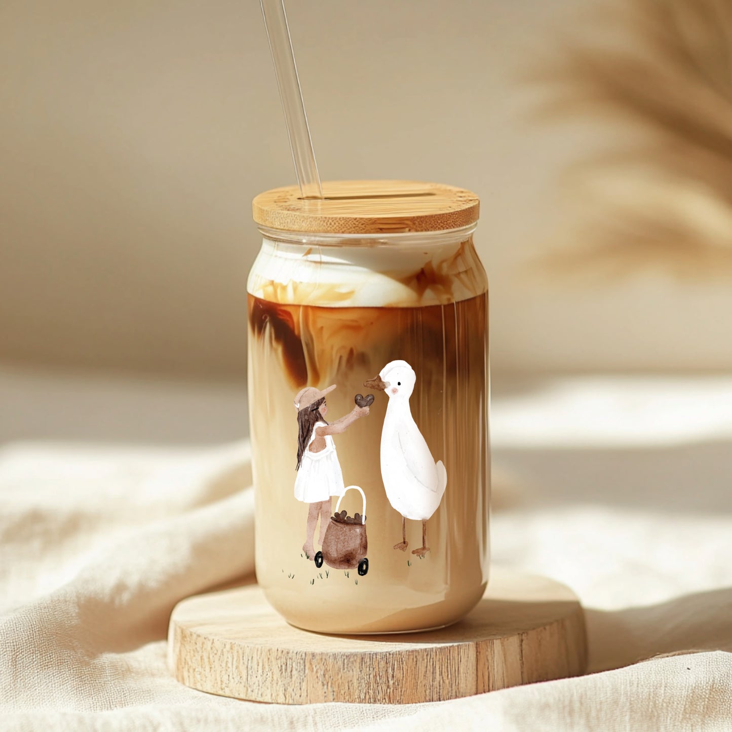 Aufkleber, Rub On Sticker Mädchen Gans | für Glas, Holz, Metall, Keramik, Porzellan, Stein