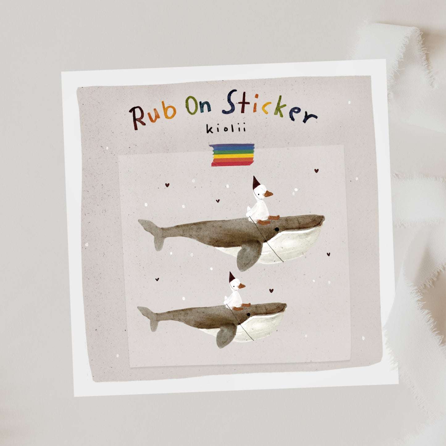 Aufkleber, Rub On Sticker Set - Ente Wal | für Glas, Holz, Metall, Keramik, Porzellan, Stein