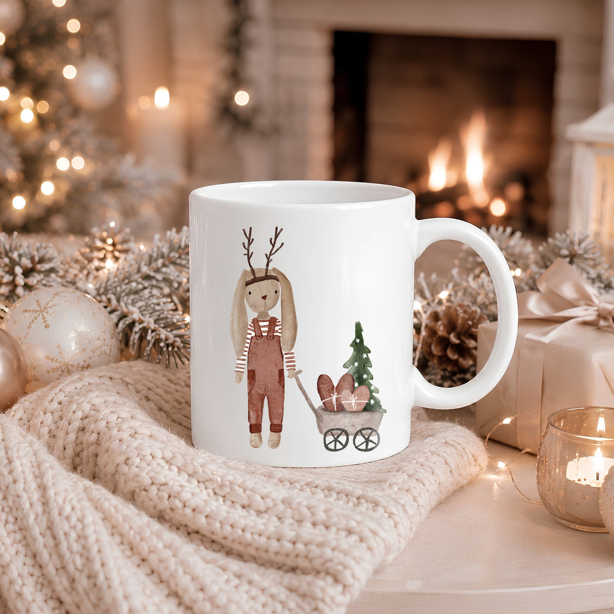 Aufkleber Weihnachten Hase | für Glas, Holz, Keramik