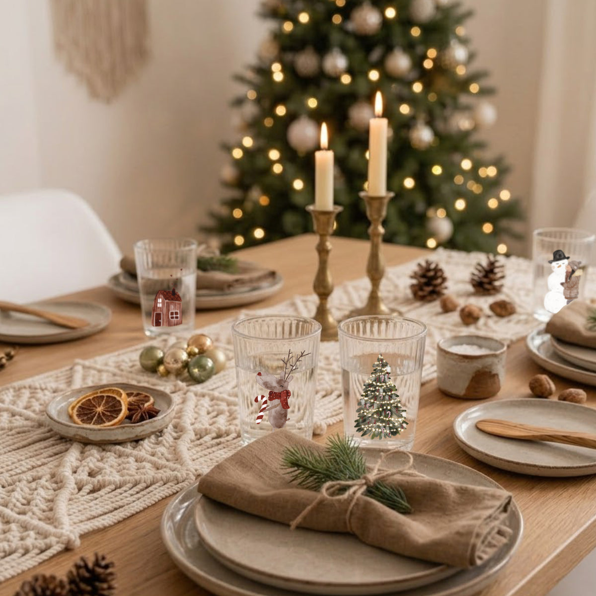 Aufkleber Set Weihnachten | für Glas, Holz, Metall, Keramik uvm.