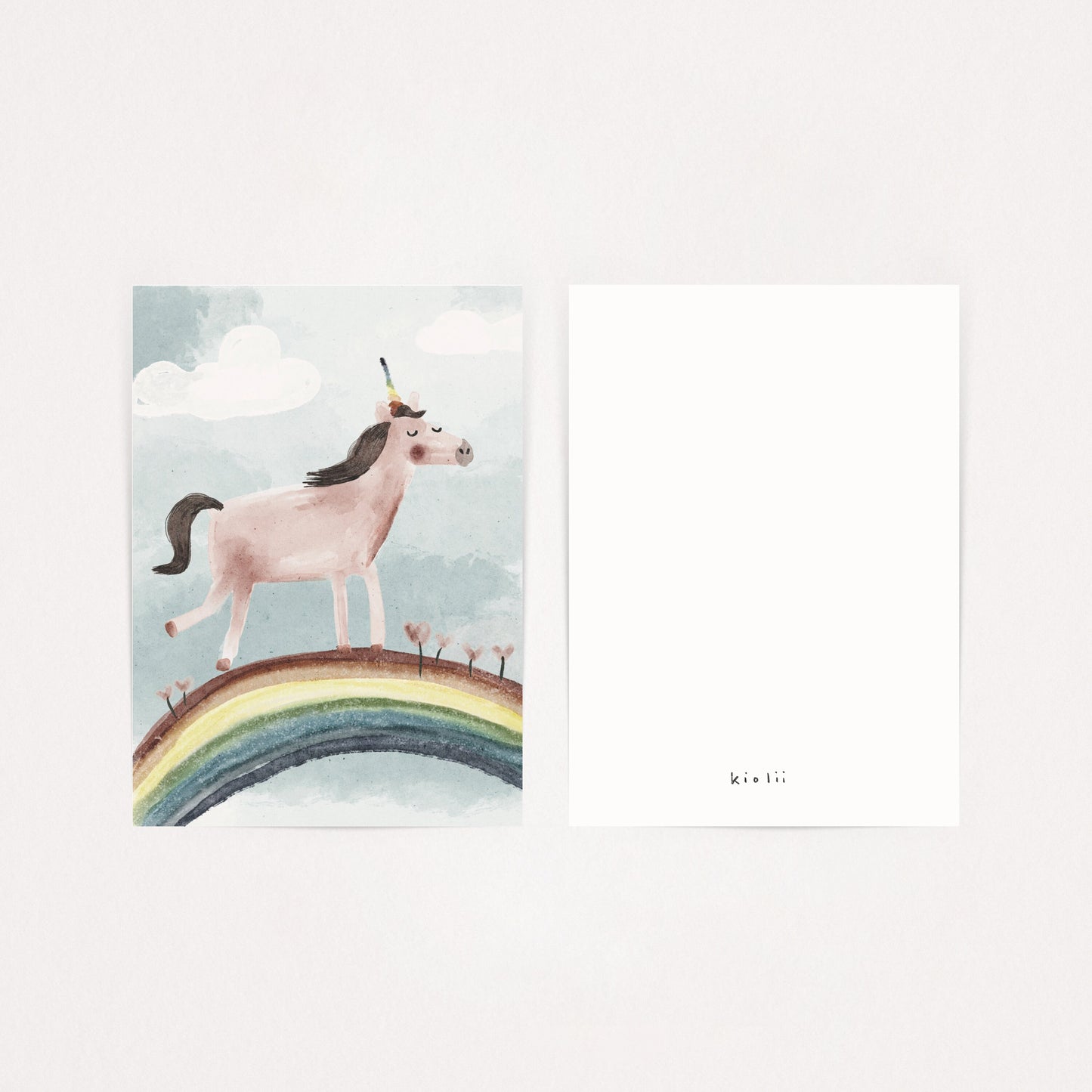 Postkarte Regenbogen Einhorn