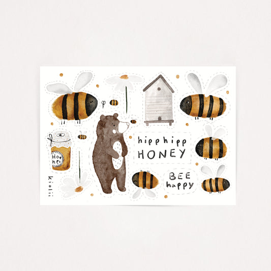 DIY und Aufkleber Set | Bienen und Honigbär